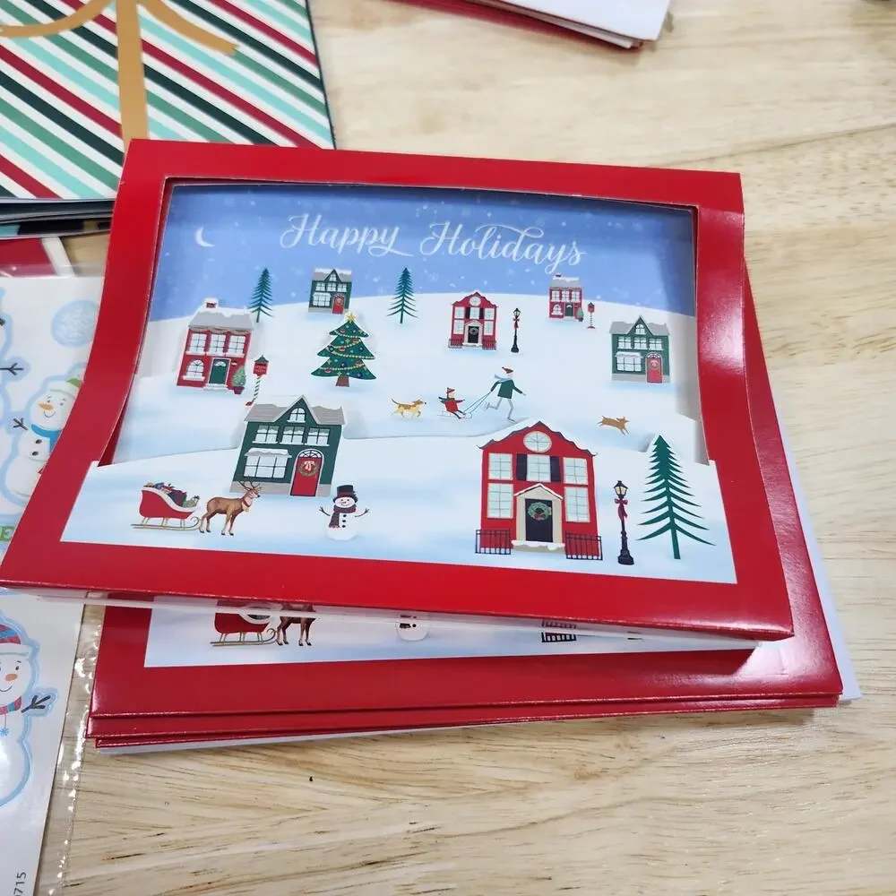 32 Assorted Christmas Greeting Cards w Envelopes Holiday Cards Stickers NOS
